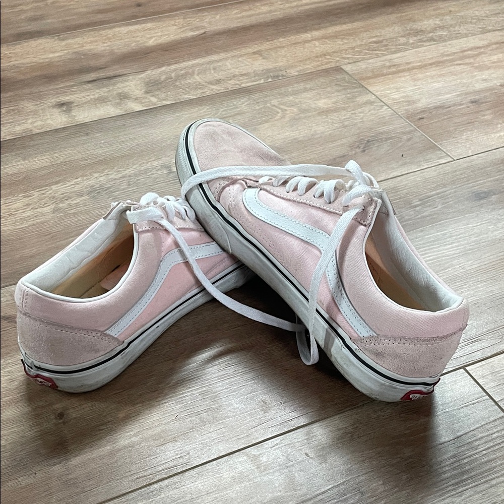 Vans Women's Soft Pink and White Sneakers